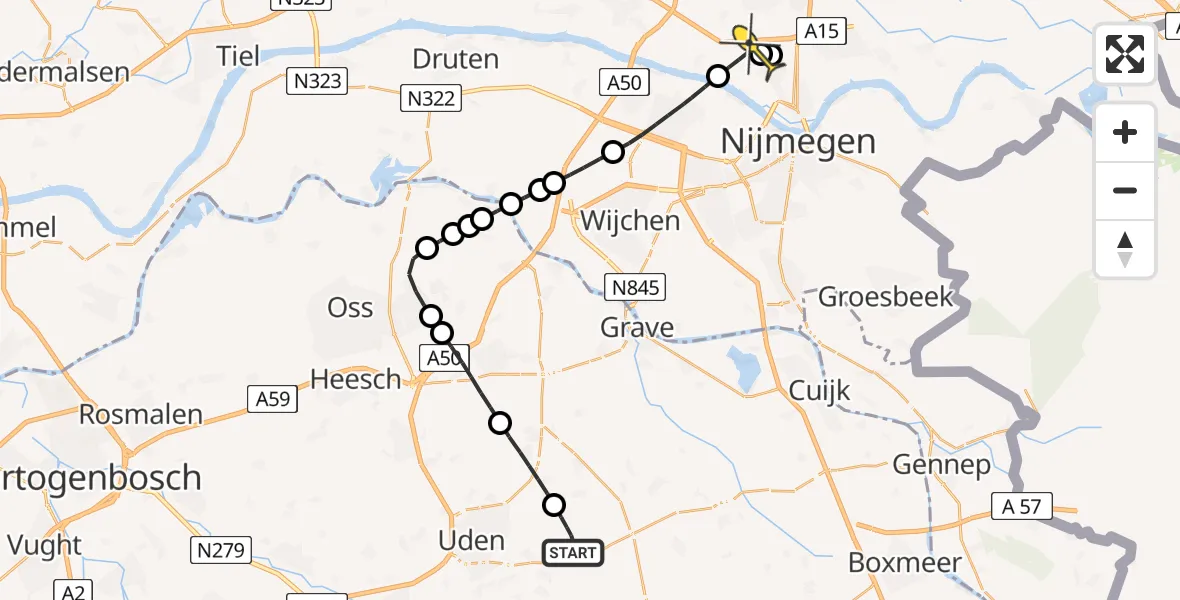 Routekaart van de vlucht: Lifeliner 3 naar Oosterhout, Houtvennen