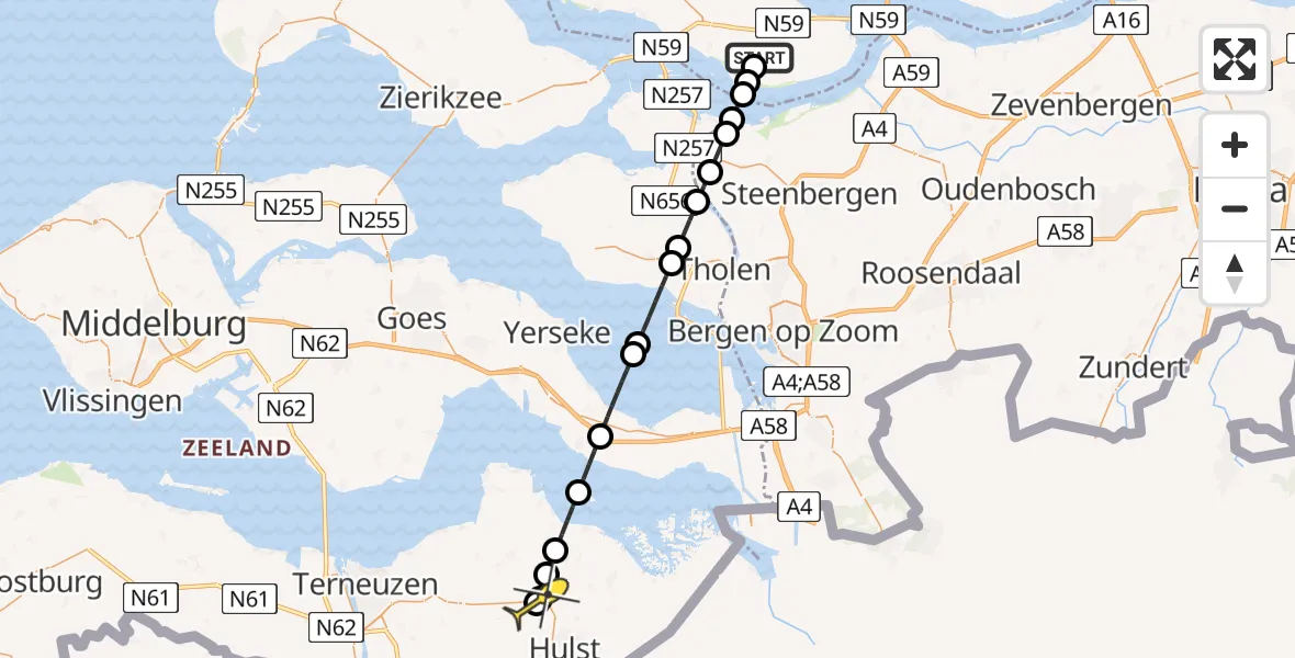 Routekaart van de vlucht: Lifeliner 2 naar Terhole, Veerweg