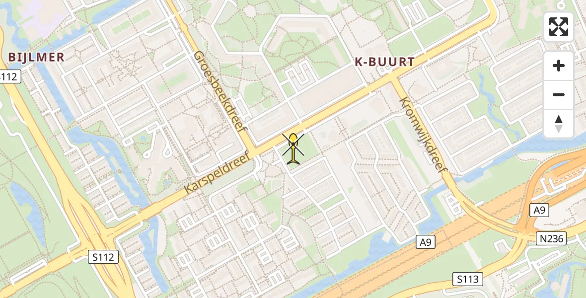 Routekaart van de vlucht: Lifeliner 1 naar Amsterdam