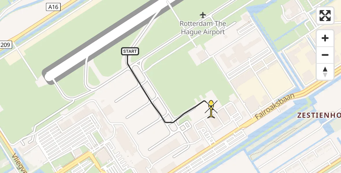 Routekaart van de vlucht: Kustwachthelikopter naar Rotterdam The Hague Airport, Fornebubaan