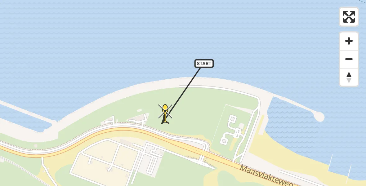 Routekaart van de vlucht: Kustwachthelikopter naar Maasvlakte, Prinses Máximaweg