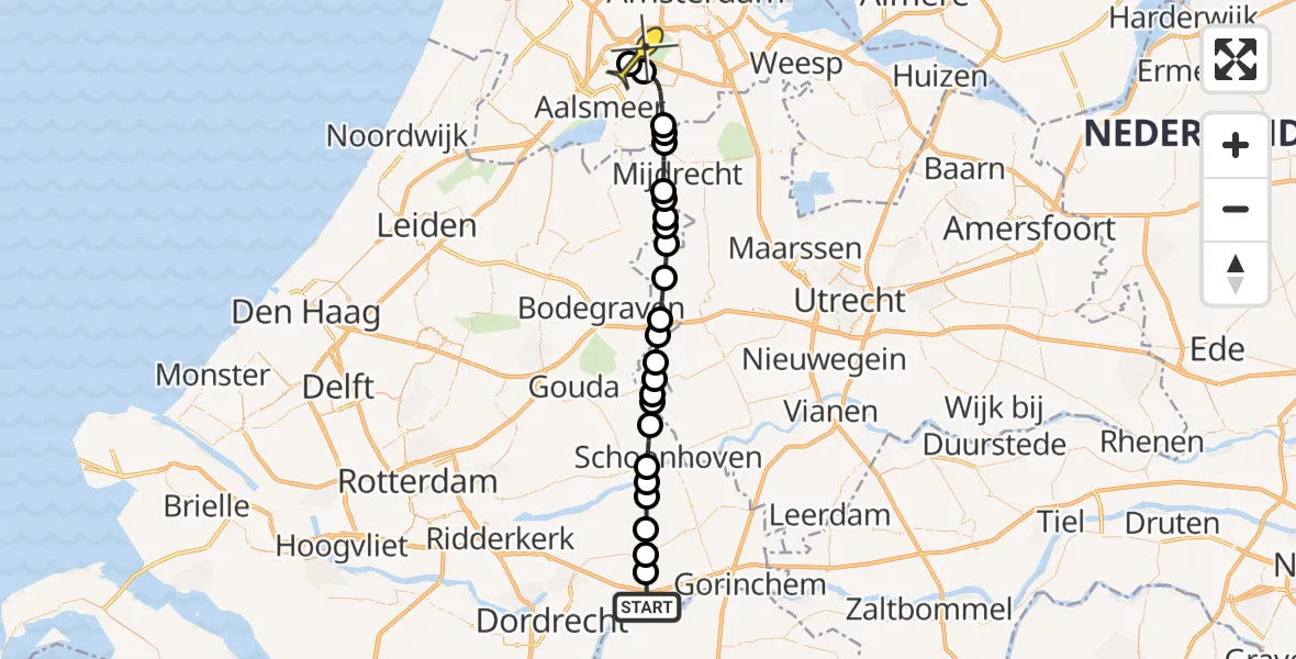 Routekaart van de vlucht: Politieheli naar Schiphol, Broekseweg