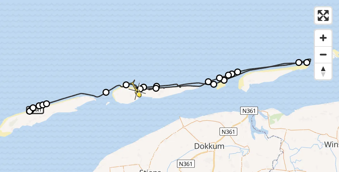 Routekaart van de vlucht: Politiehelikopter naar Ballum, Formerum