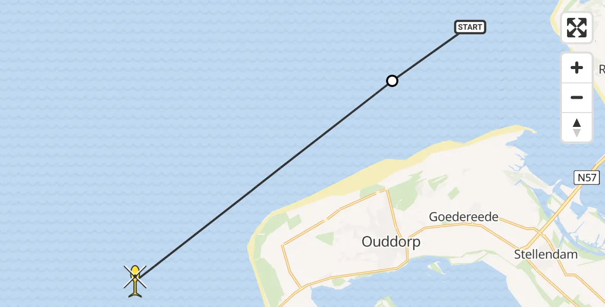 Routekaart van de vlucht: Kustwachthelikopter naar 