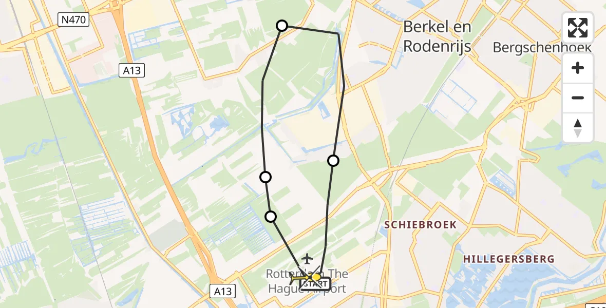 Routekaart van de vlucht: Lifeliner 2 naar Rotterdam The Hague Airport, Oude Bovendijk