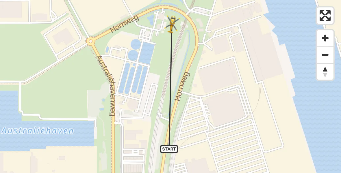 Vluchtroute Traumahelikopter van Amsterdam Heliport naar Amsterdam Heliport