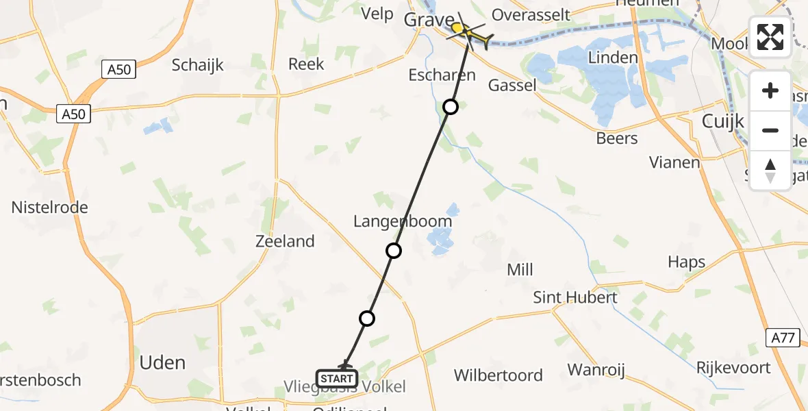 Routekaart van de vlucht: Lifeliner 3 naar Nederasselt, Zeelandsedijk