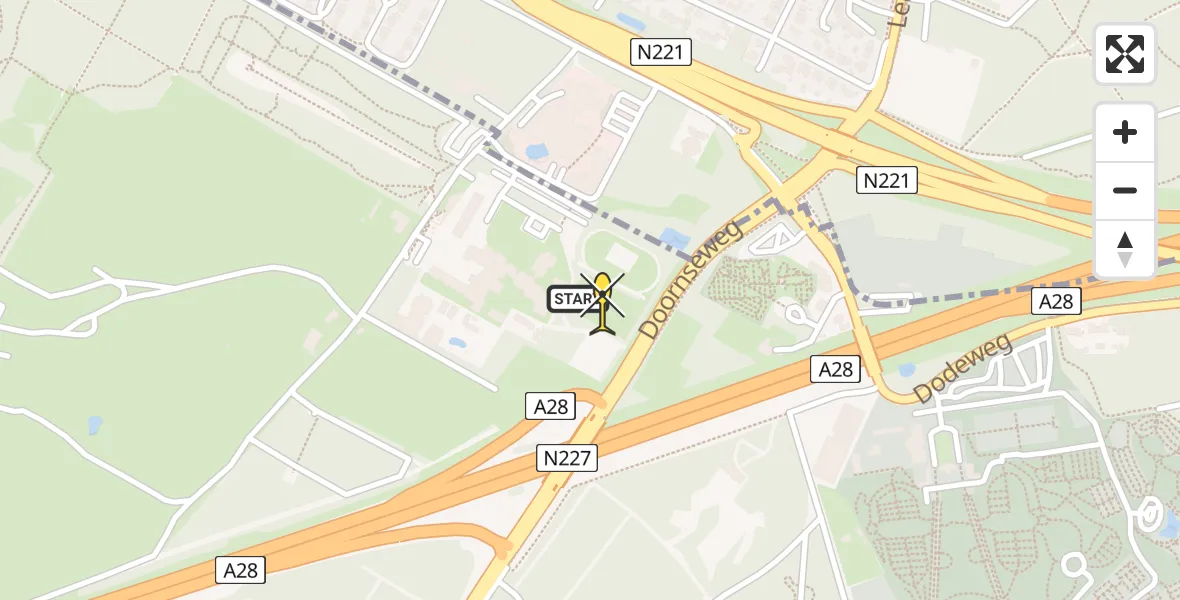 Routekaart van de vlucht: Politiehelikopter naar Leusden, Doornseweg