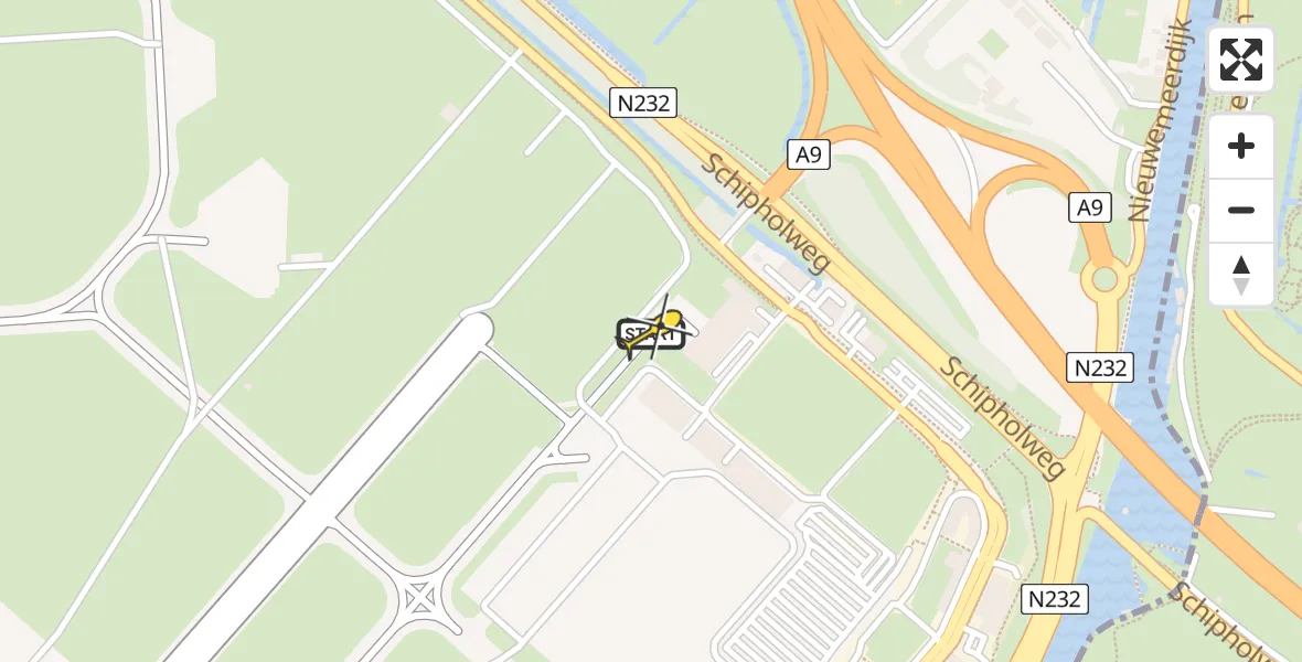 Vluchtroute Politiehelikopter van Schiphol naar Schiphol