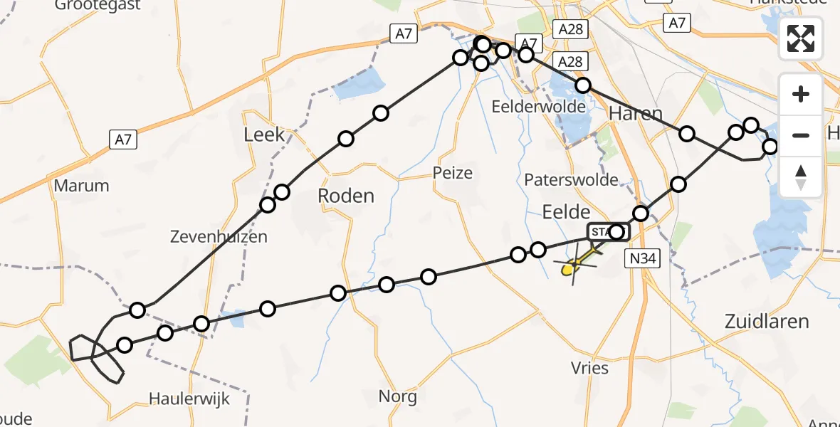 Routekaart van de vlucht: Lifeliner 4 naar Groningen Airport Eelde, Amerika