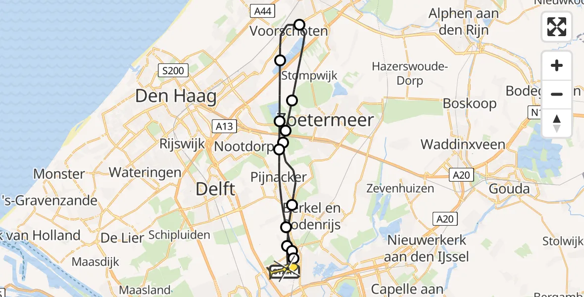 Routekaart van de vlucht: Lifeliner 2 naar Rotterdam The Hague Airport, Zijdeweg