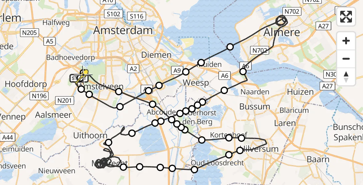 Routekaart van de vlucht: Politieheli naar Schiphol, Schipholdijk