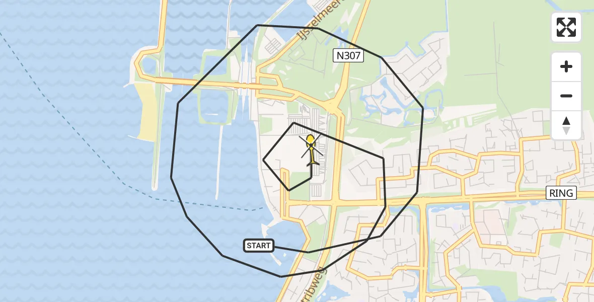 Routekaart van de vlucht: Politieheli naar Lelystad, Boeier 01