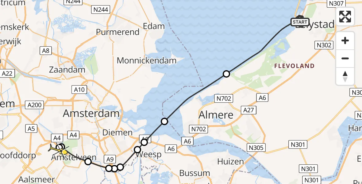 Routekaart van de vlucht: Politieheli naar Schiphol, Schoonzicht