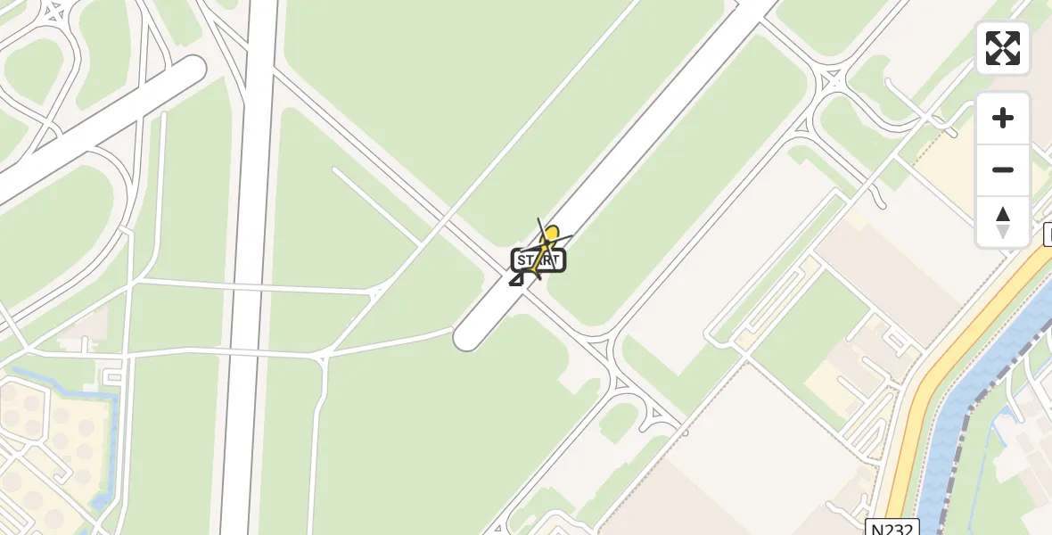 Routekaart van de vlucht: Politiehelikopter naar Schiphol, E.L.T.A. straat