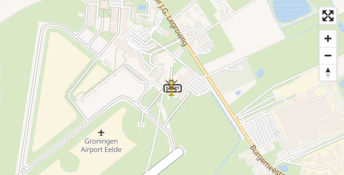Vluchtroute Traumahelikopter Groningen Airport Eelde - Groningen Airport Eelde, 12 december 2024, 15:27