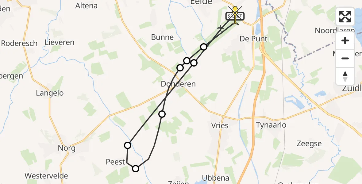 Routekaart van de vlucht: Lifeliner 4 naar Groningen Airport Eelde, Lugtenbergerweg