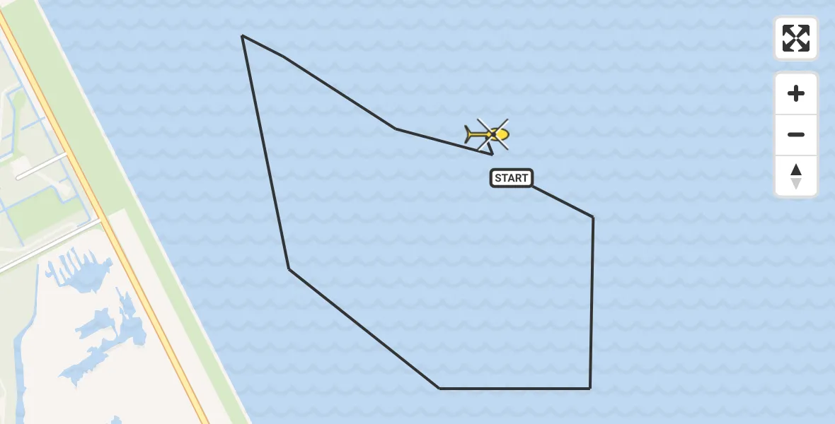 Routekaart van de vlucht: Kustwachthelikopter naar Wieringerwerf, Noorderdijkweg
