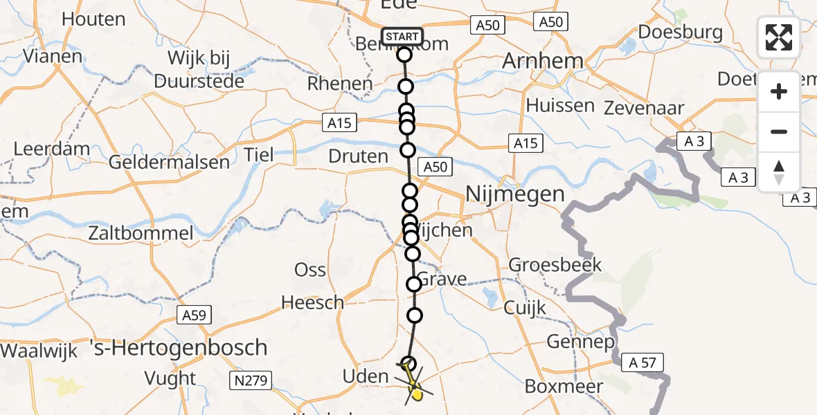 Routekaart van de vlucht: Lifeliner 3 naar Vliegbasis Volkel, Ericapark