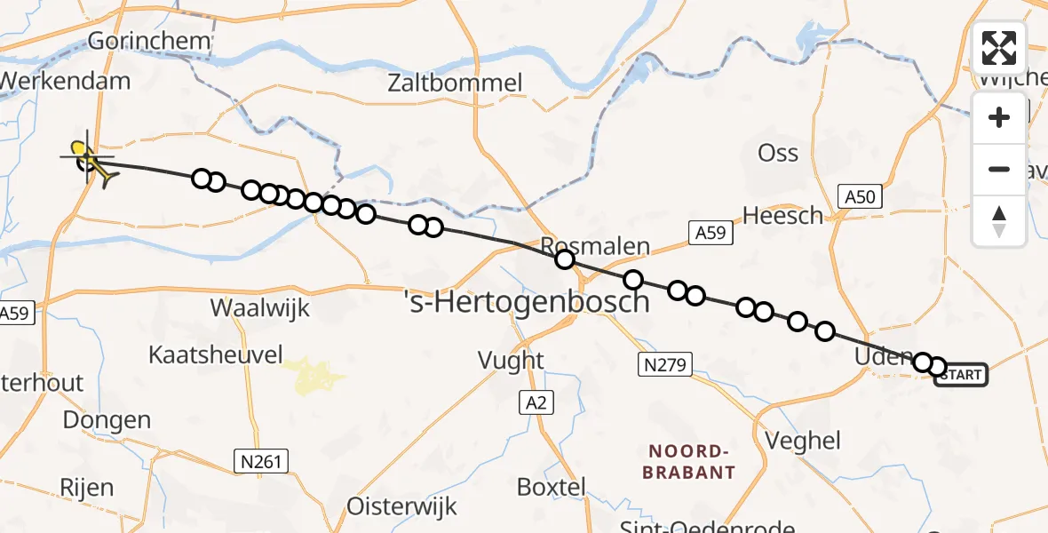 Routekaart van de vlucht: Lifeliner 3 naar Nieuwendijk, Kromstraat