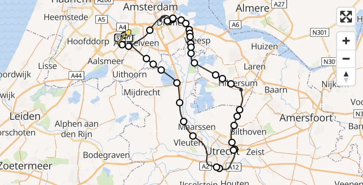 Routekaart van de vlucht: Politieheli naar Schiphol, Westerkimweg