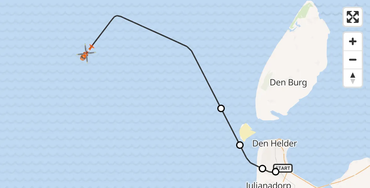 Vluchtroute Kustwachthelikopter Vliegveld De Kooy - , 13 december 2024, 15:19