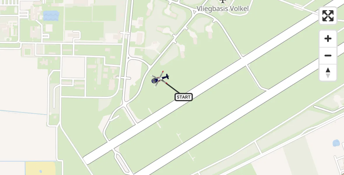 Vluchtroute Politiehelikopter van Vliegbasis Volkel naar Vliegbasis Volkel