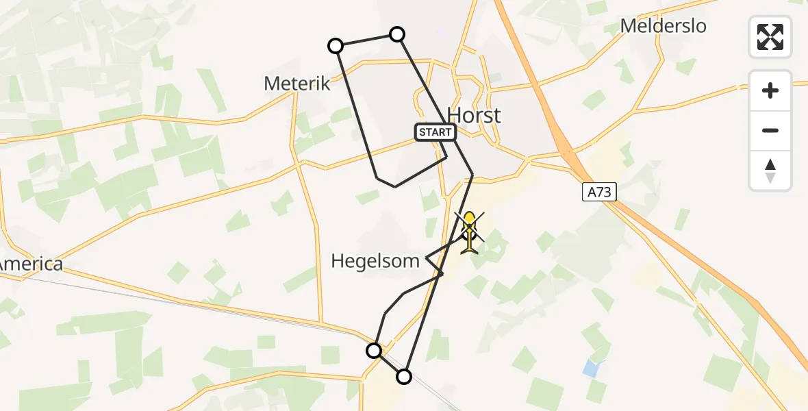 Routekaart van de vlucht: Politiehelikopter naar Horst, Kogelstraat