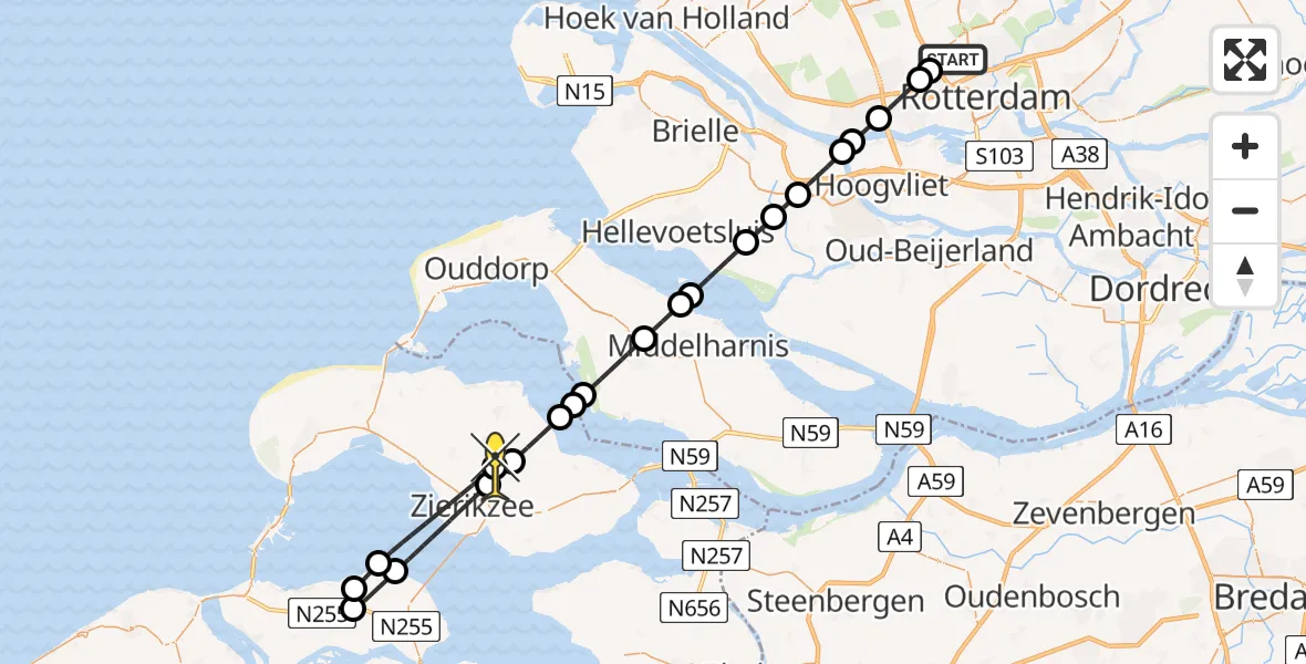 Routekaart van de vlucht: Lifeliner 2 naar Noordgouwe, Sidelingeplein