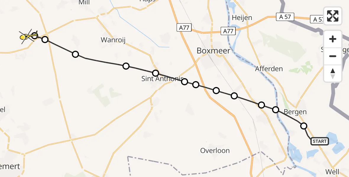 Routekaart van de vlucht: Lifeliner 3 naar Volkel, Heulderbroeklossing