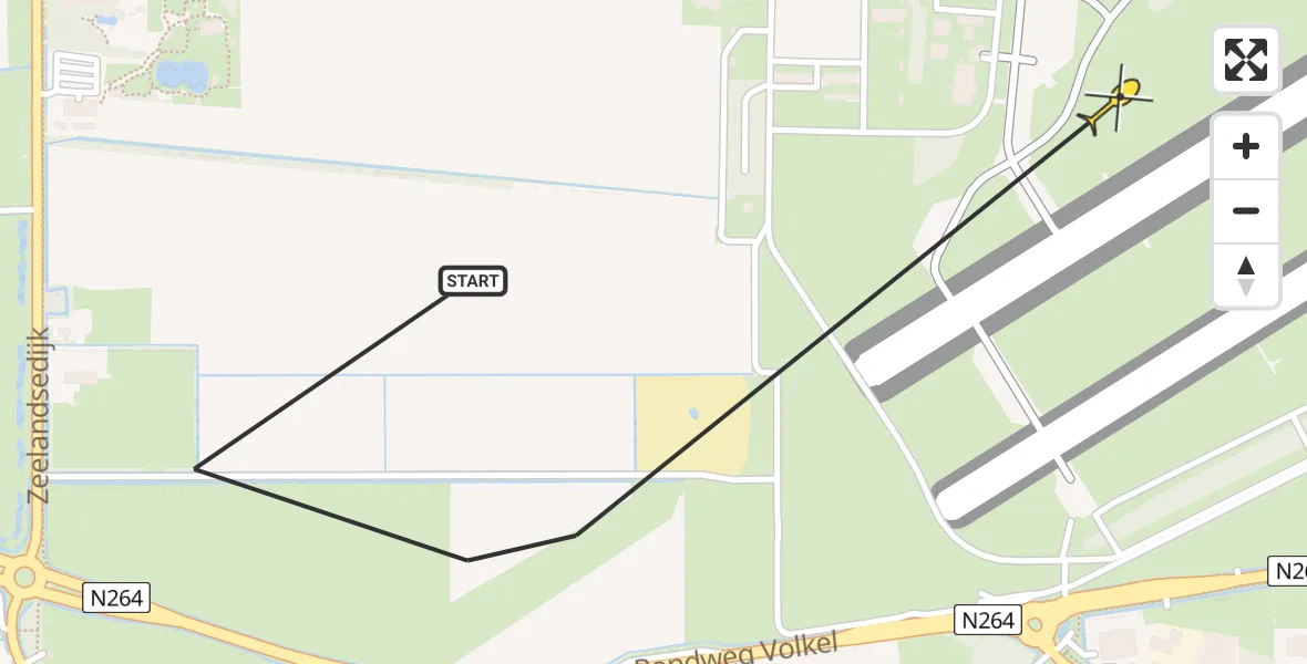Routekaart van de vlucht: Lifeliner 3 naar Vliegbasis Volkel, Zeelandsedijk