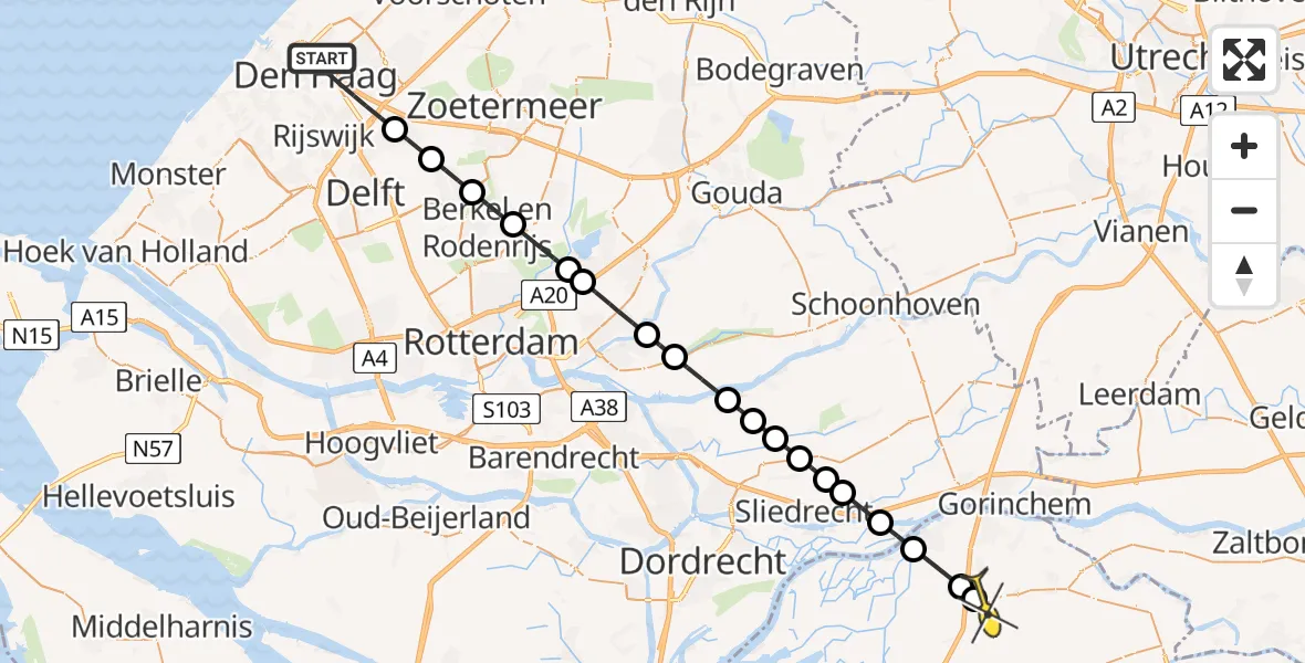 Routekaart van de vlucht: Lifeliner 2 naar Almkerk, Jan Evertstraat