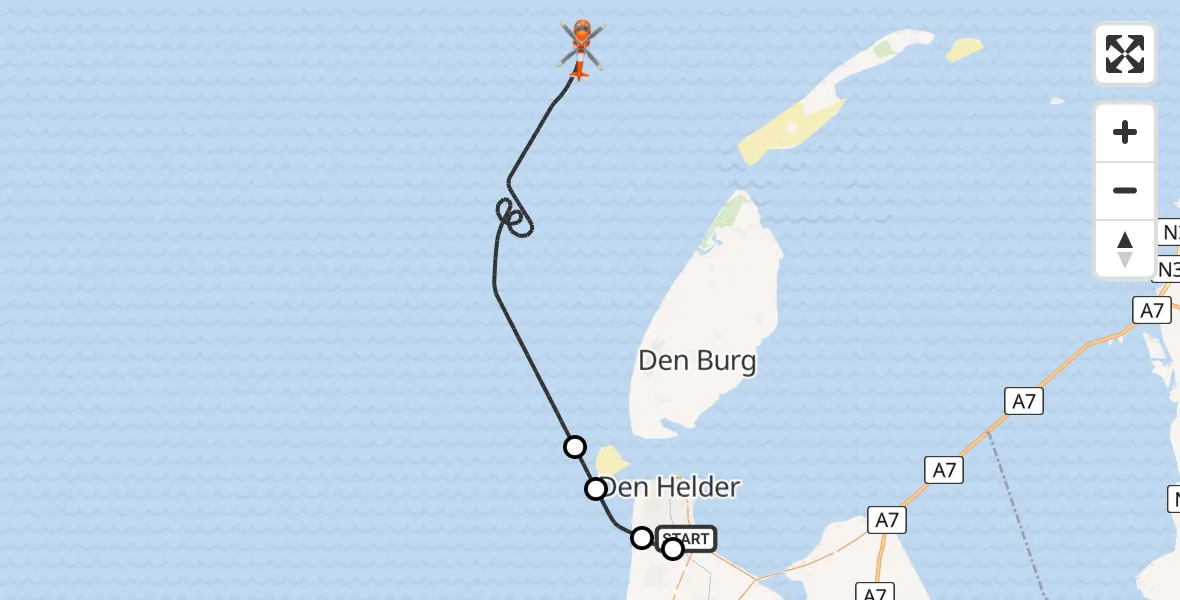 Vluchtroute Kustwachthelikopter Vliegveld De Kooy - , 14 december 2024, 15:20
