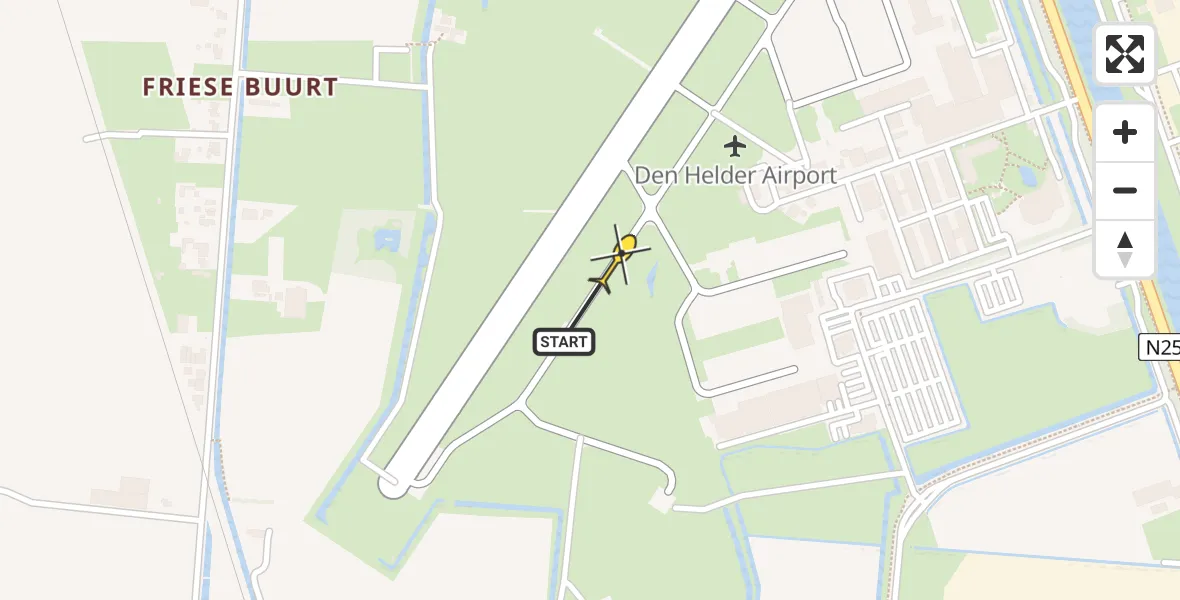 Vluchtroute Kustwachthelikopter van Vliegveld De Kooy naar Vliegveld De Kooy