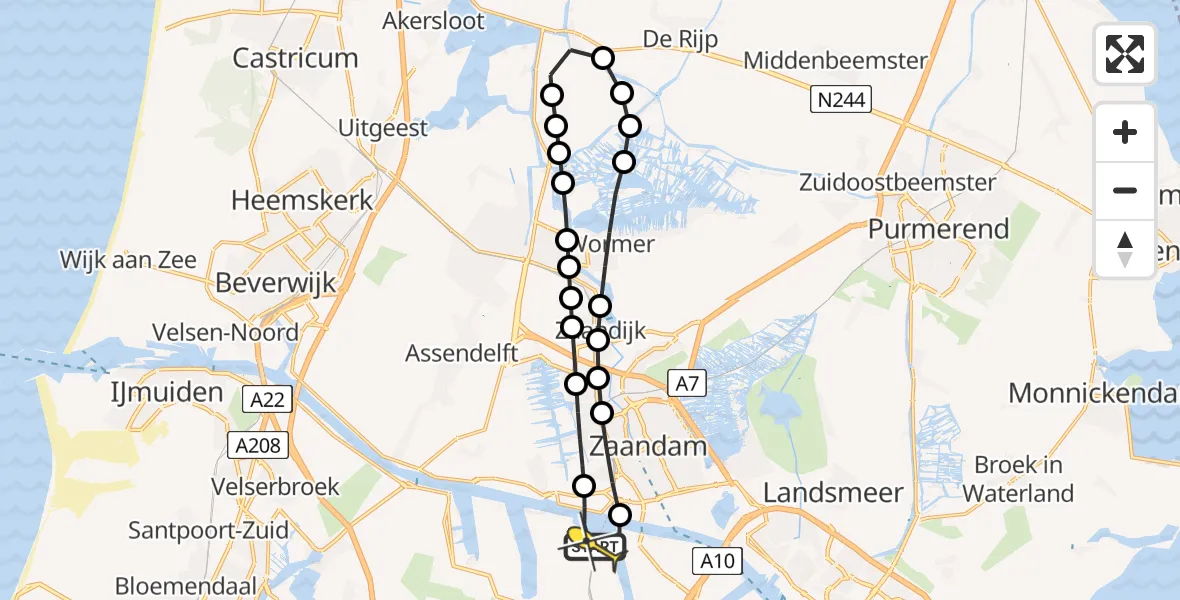 Routekaart van de vlucht: Lifeliner 1 naar Amsterdam Heliport, Hornweg