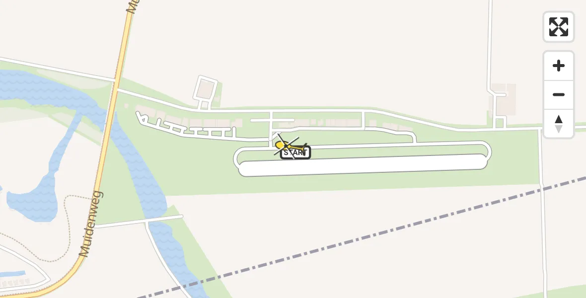 Routekaart van de vlucht: Politiehelikopter naar Vliegveld Midden-Zeeland, Calandweg