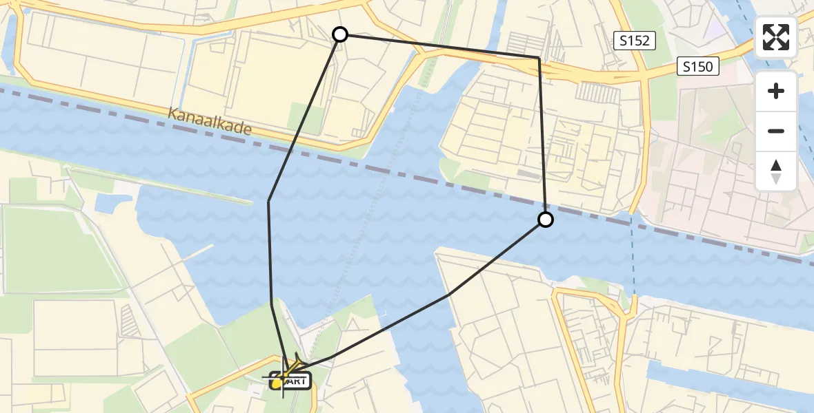 Routekaart van de vlucht: Lifeliner 1 naar Amsterdam Heliport, Grote Tocht