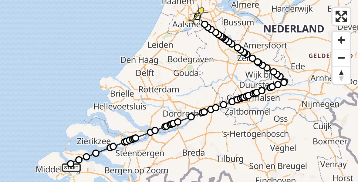 Routekaart van de vlucht: Politieheli naar Schiphol, Schenge