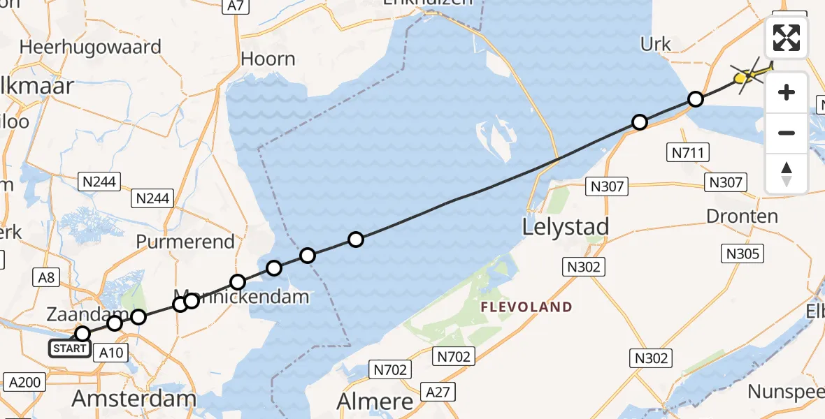 Routekaart van de vlucht: Lifeliner 1 naar Nagele, Kanaalkade