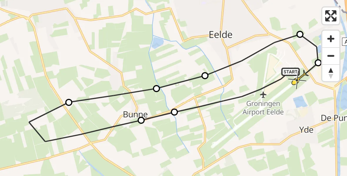 Routekaart van de vlucht: Lifeliner 4 naar Groningen Airport Eelde, Lugtenbergerweg