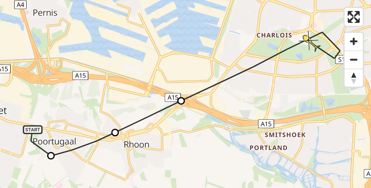 Routekaart van de vlucht: Lifeliner 2 naar Rotterdam, Kijveland