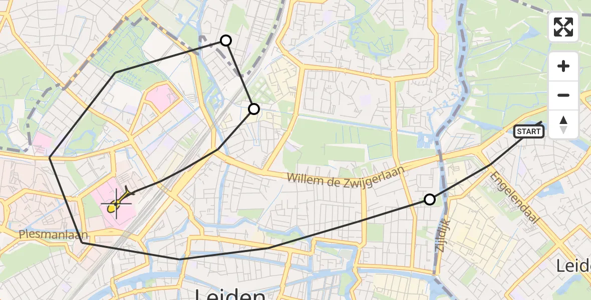 Routekaart van de vlucht: Lifeliner 1 naar Leiden, Nickeriepad