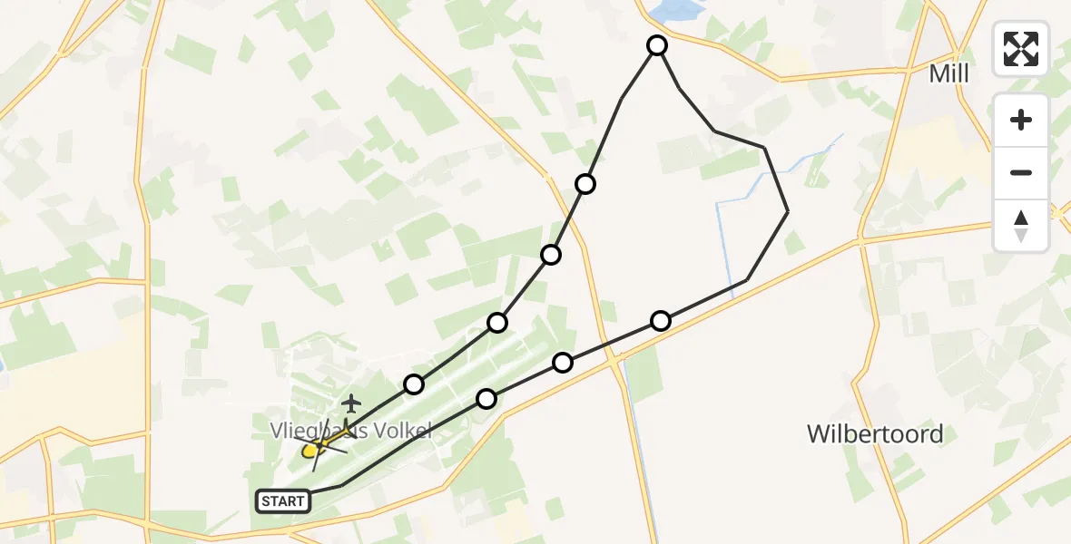 Routekaart van de vlucht: Lifeliner 3 naar Vliegbasis Volkel, Zeelandsedijk