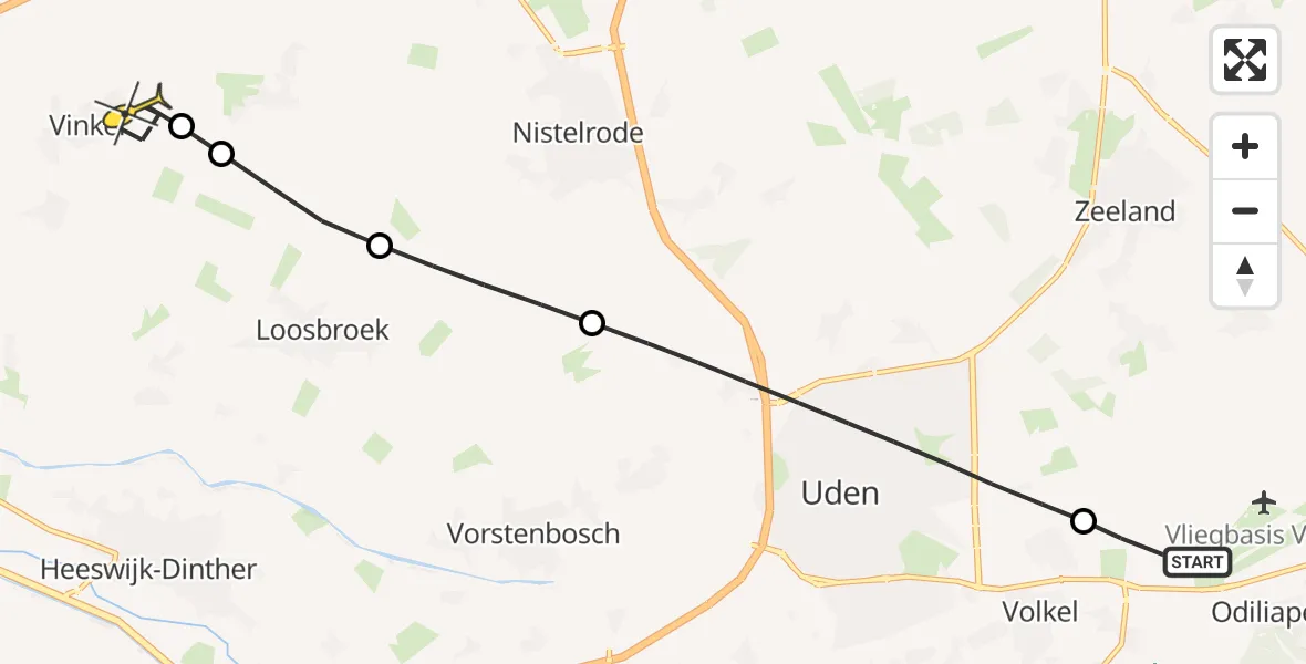 Routekaart van de vlucht: Lifeliner 3 naar Vinkel, Zeelandsedijk