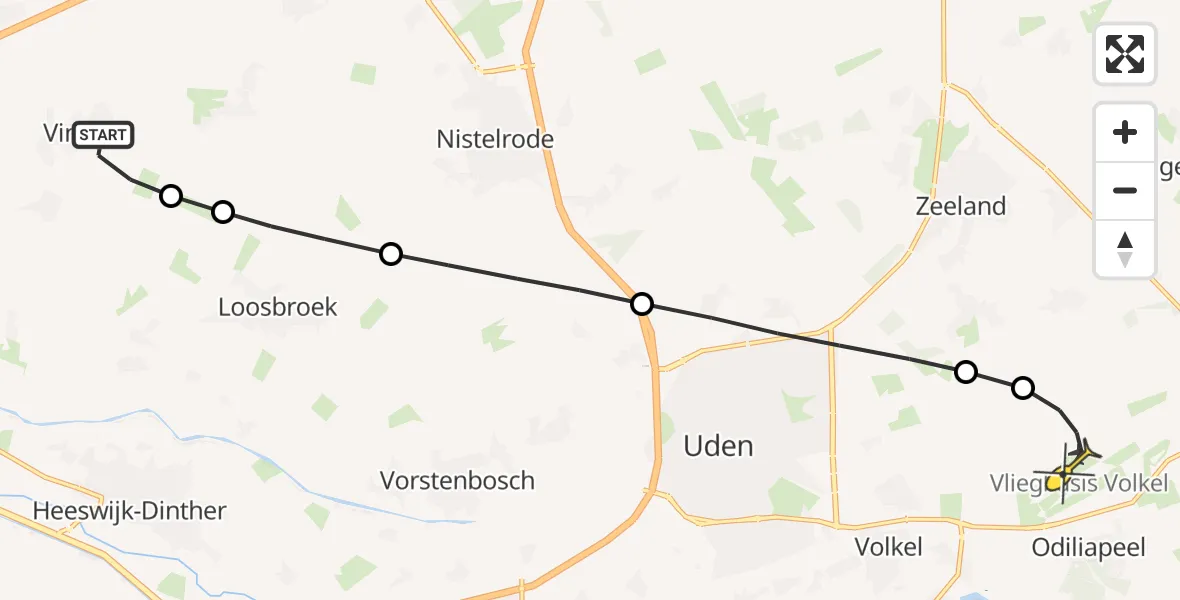 Routekaart van de vlucht: Lifeliner 3 naar Vliegbasis Volkel, Bleekloop