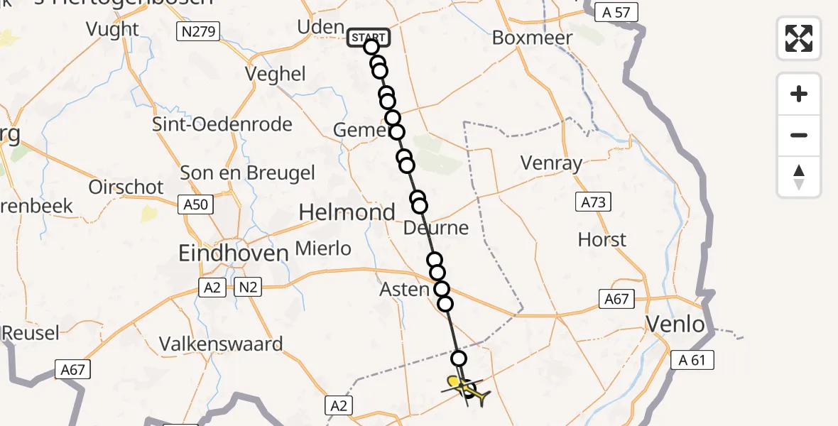 Routekaart van de vlucht: Lifeliner 3 naar Ospel, Vogelstraat