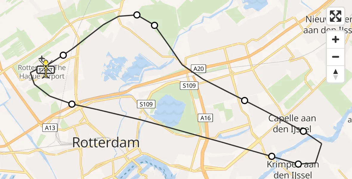 Routekaart van de vlucht: Lifeliner 2 naar Rotterdam The Hague Airport, Ypenburgstraat