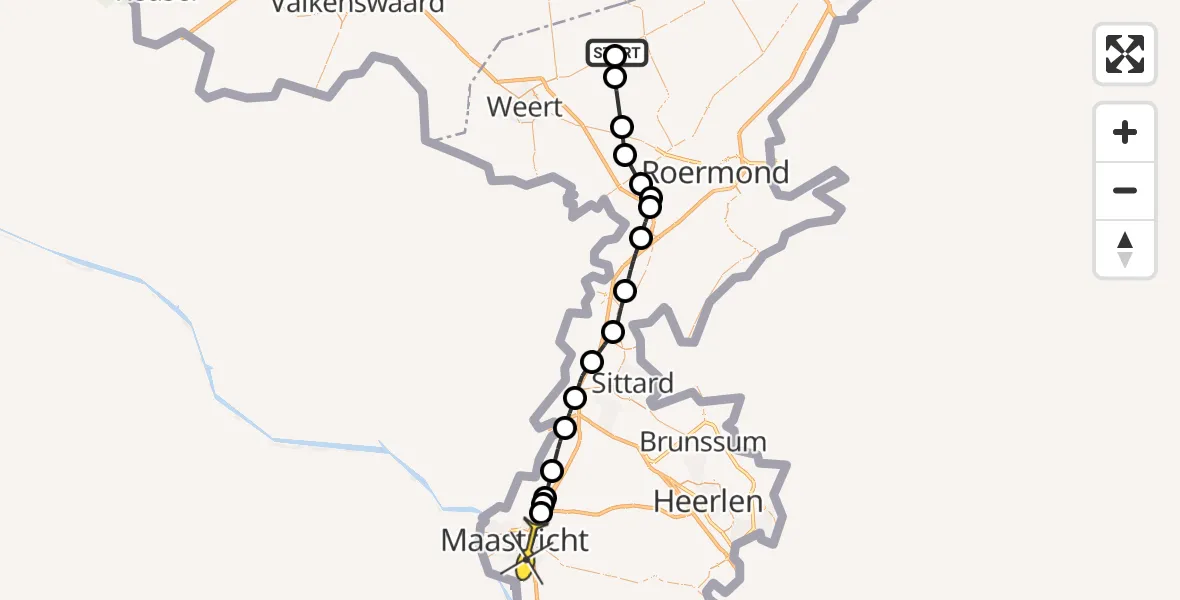 Routekaart van de vlucht: Lifeliner 3 naar Maastricht UMC+, Kruisvennen