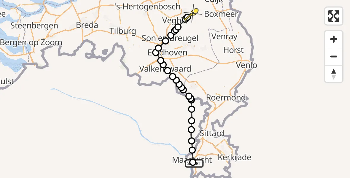 Routekaart van de vlucht: Lifeliner 3 naar Volkel, Lage Weerd