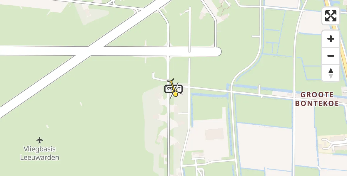 Routekaart van de vlucht: Ambulanceheli naar Vliegbasis Leeuwarden, Keegsdijkje